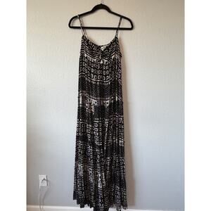Denim & Supply Ralph Lauren Black/Cream Tribal Boho Indi 4-Tier Maxi Dress Sz M